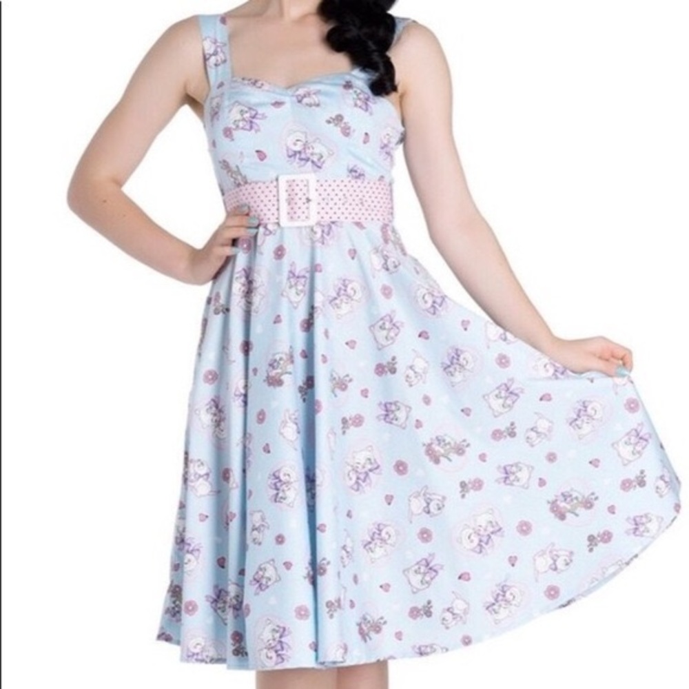 Baby Blue Cat Dress From Hell Bunny